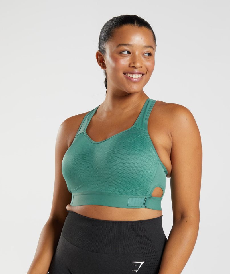 Women\'s Gymshark Racerback High Support Sports Bra Green | NZ 9XGSFJ